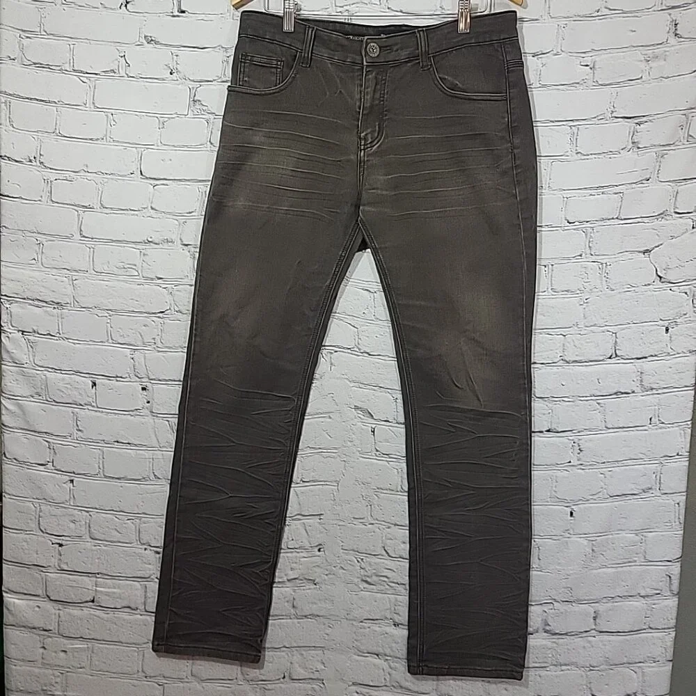 PAVINI Jeans Italian‎ Black Label Men's Classic Fit Straight Leg Jeans 33 Gray